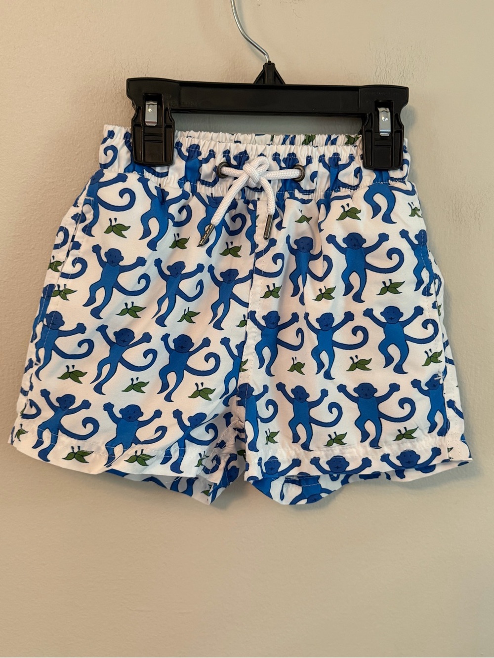 Roller Rabbit Blue Monkey Print Kids Swim Trunks